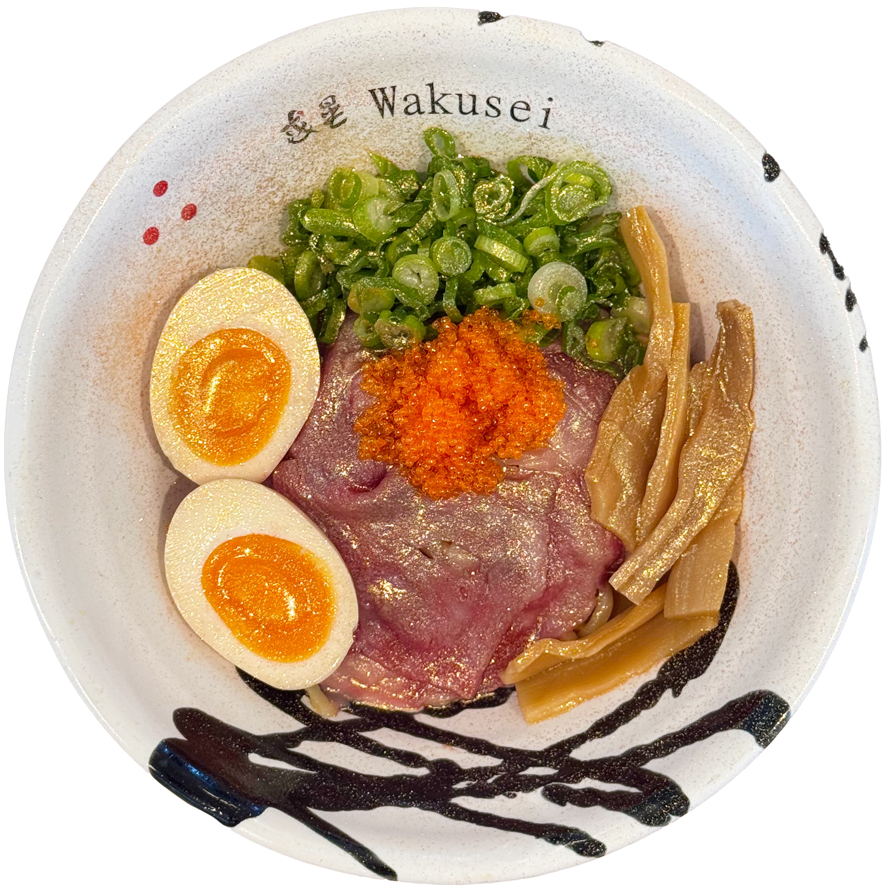 Golden Sun A5 Wagyu abura soba at Ramen Wakusei in Sunnyvale — A5 Japanese Wagyu over soba with edible gold and tobiko