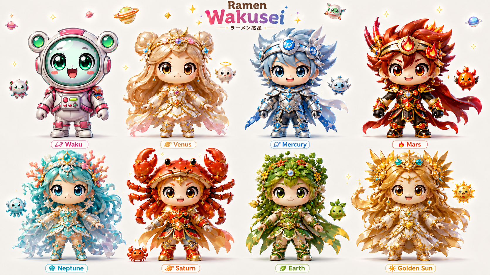 Wakusei Galaxy Heroes character lineup